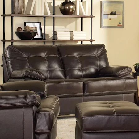 Contemporary Loveseat with Contrast Stitching